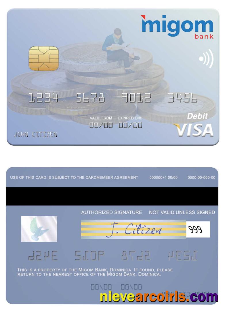 Dominica Migom Bank visa debit card